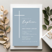 Minimalist Typography cross blue baptism