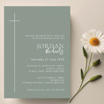 Minimalist Typography cross sage arch baptism Invitation<br><div class="desc">Inivite your guest to your event with this minimalist and simple baptism invitation card,  features simple text on a sage background with prominent cross. For more advanced customisation of this design,  e.g. changing layout,  font or text size please click the "CUSTOMIZE" button above. Please contact me for any questions!</div>