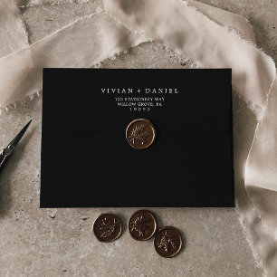 Minimalist Typography   Dark Black Wedding Envelope