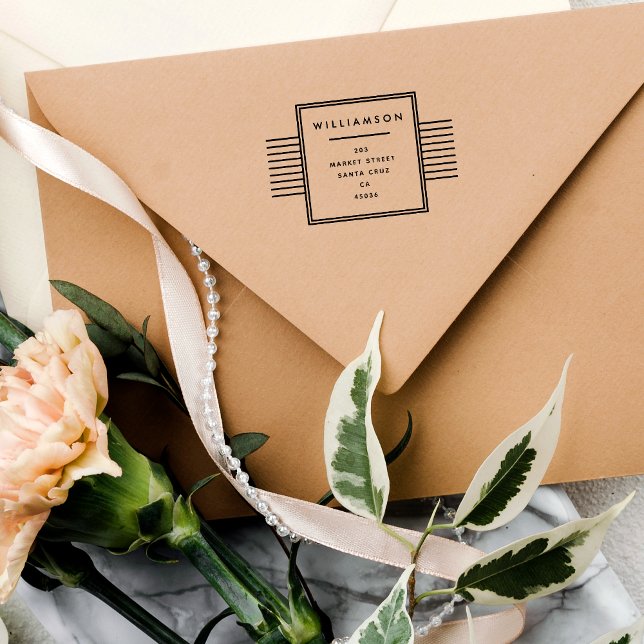 Minimalist Typography | Family Name Return Address Rubber Stamp (Creator Uploaded)