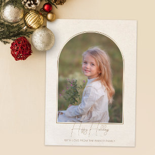 Minimalist Typography Gold Arch Holiday Photo