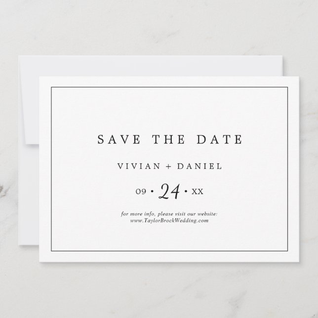 Minimalist Typography Horizontal Save The Date (Front)
