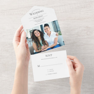 Minimalist Typography LGBTQ Photo Wedding All In One Invitation