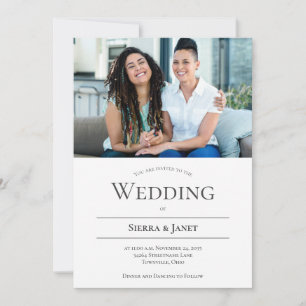 Minimalist Typography LGBTQ Photo Wedding Invitation