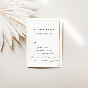 Minimalist Typography Menu Choice RSVP Card