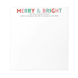 Minimalist Typography Modern Merry & Bright Custom Notepad