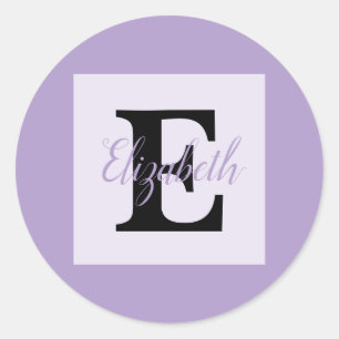Minimalist typography monogram name  classic round sticker