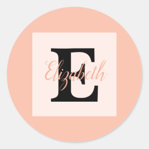 Minimalist typography monogram name classic round sticker