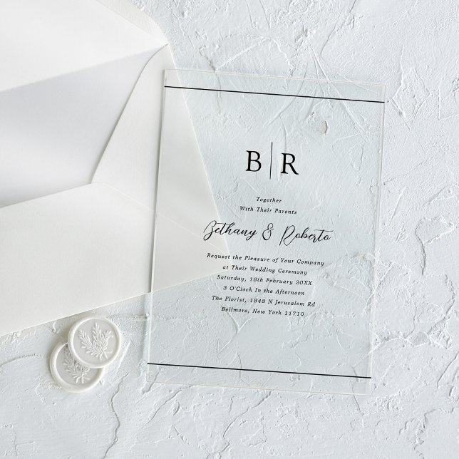 Minimalist Typography Monogram Wedding Acrylic Invitations (Creator Uploaded)