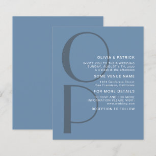 Minimalist Typography monogram Wedding Invitation