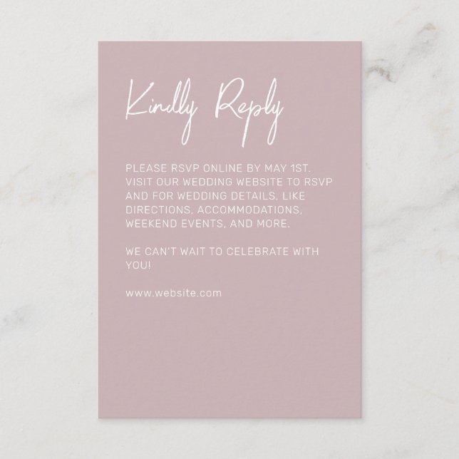 Minimalist Typography Pale Rose RSVP Card (Front)