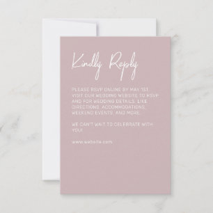Minimalist Typography Pale Rose RSVP Card