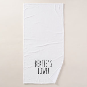 Minimalist Typography Personalised Pet Bath Towel