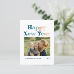 Minimalist Typography Retro New Year Photo  Postcard