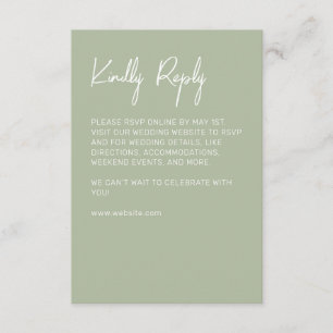 Minimalist Typography Sage Green RSVP Card