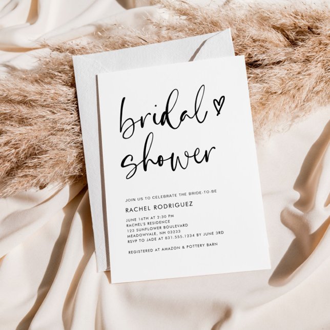 Minimalist Typography Script Heart Bridal Shower Invitation (Creator Uploaded)
