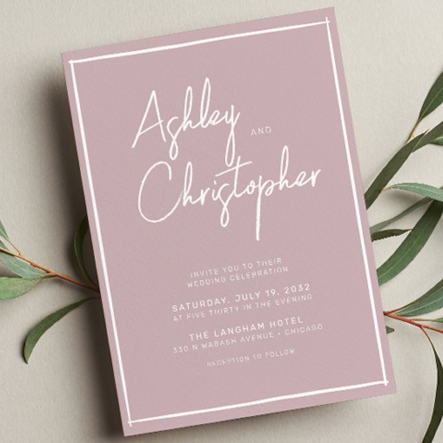 Minimalist Typography Script Pale Rose Wedding Invitation (Creator Uploaded)
