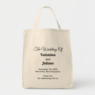 Minimalist Typography Style Grocery Wedding Tote Bag