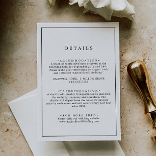 Minimalist Typography Wedding Details Enclosure Card