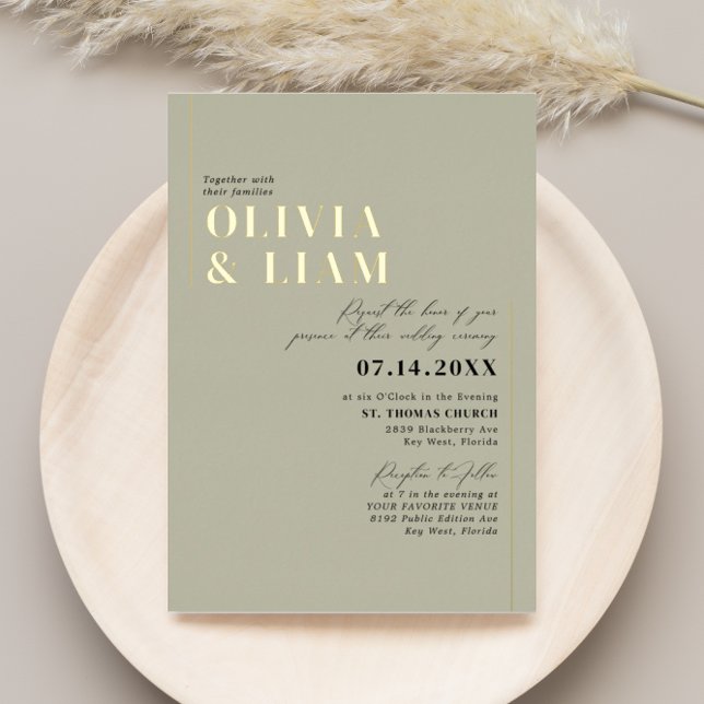 Minimalist Typography Wedding Green Sage Gold (Creator Uploaded)
