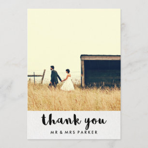 Minimalist Typography Wedding Photo Thank You Card