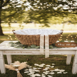 Minimalist Typography Wedding Program Hand Fan