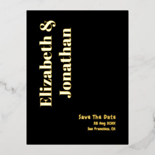 Minimalist Typography Wedding Save The Date Foil Invitation Postcard
