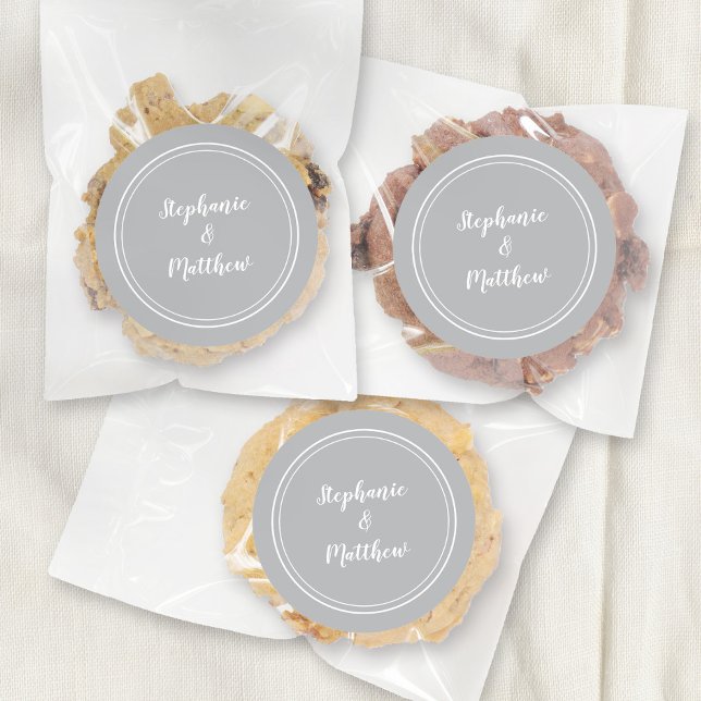 Minimalist Ultimate Grey Wedding Bride Groom Favou Classic Round Sticker (Creator Uploaded)