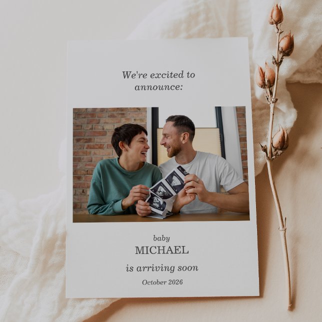 Minimalist Ultrasound Pregnancy Announcement Card (Creator Uploaded)