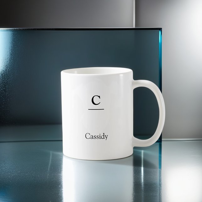Minimalist Underline Modern Monogram Coffee Mug (Personalize this mug, add it to your cart, then enjoy it with a warm beverage.)