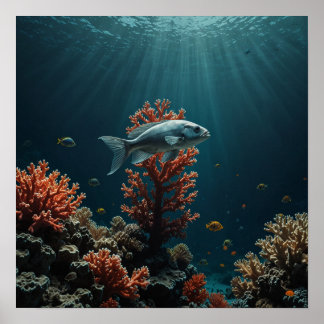 Minimalist Underwater Scene Poster