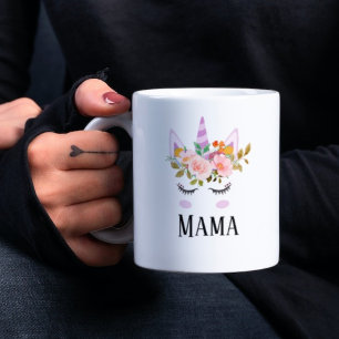 Minimalist  unicorn script green rainbow  mama  co coffee mug