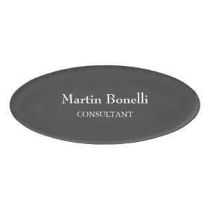 Minimalist Unique Classical Simple Grey Name Tag