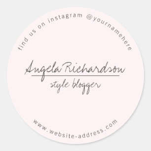 Minimalist Unique Handwritten Pink Classic Round Sticker