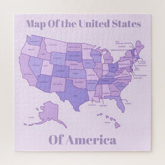 Minimalist United States Map Pink Purple Art Jigsaw Puzzle (Vertical)