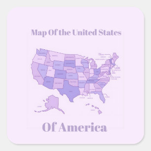 Minimalist United States Map Pink Purple Art Square Sticker