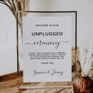 Minimalist Unplugged Ceremony Sign, Invitation