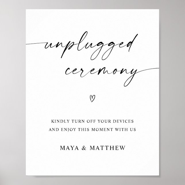 Minimalist Unplugged Ceremony Wedding Sign (Front)