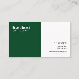 Minimalist Up Forest Green White Modern Custom Business Card