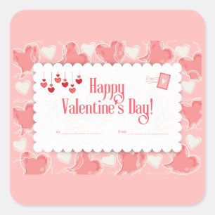 Minimalist Valentine’s Day Card with Red Heart Square Sticker