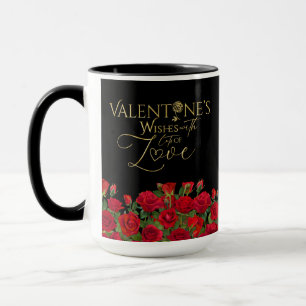 Minimalist Valentine’s Gold Calligraphy Roses Mug