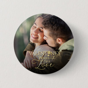 Minimalist Valentine’s Modern Photo Calligraphy 6 Cm Round Badge