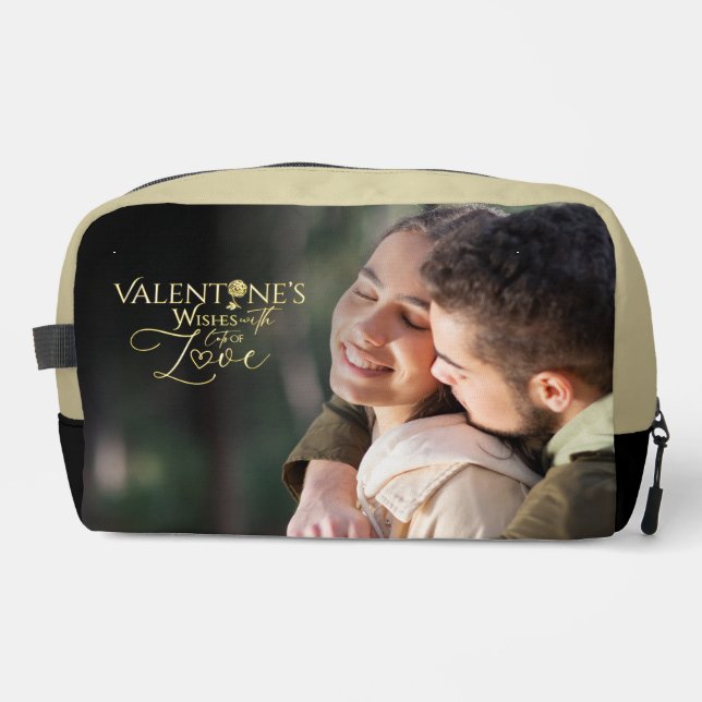 Minimalist Valentine’s Modern Photo Calligraphy Dopp Kit (Front)