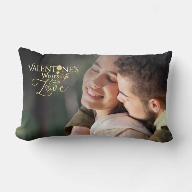 Minimalist Valentine’s Modern Photo Calligraphy Lumbar Cushion (Front)