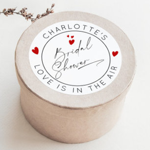 Minimalist Valentines Day Bridal shower hearts Classic Round Sticker