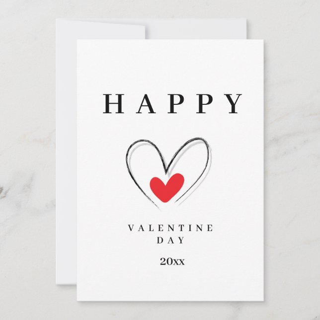 Minimalist Valentine's Day Card with Hand-Drawn  (Front)
