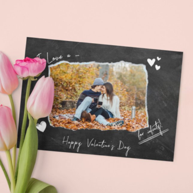 Minimalist Valentines Day Couple Love u Photo Grey Holiday Card (Minimalist Valentines Day Couple Love u Photo Grey Holiday Card)