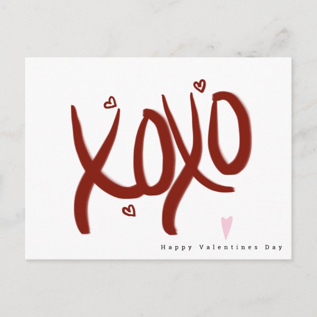 Minimalist Valentines Day Hand Lettering Hearts B Postcard (Front)
