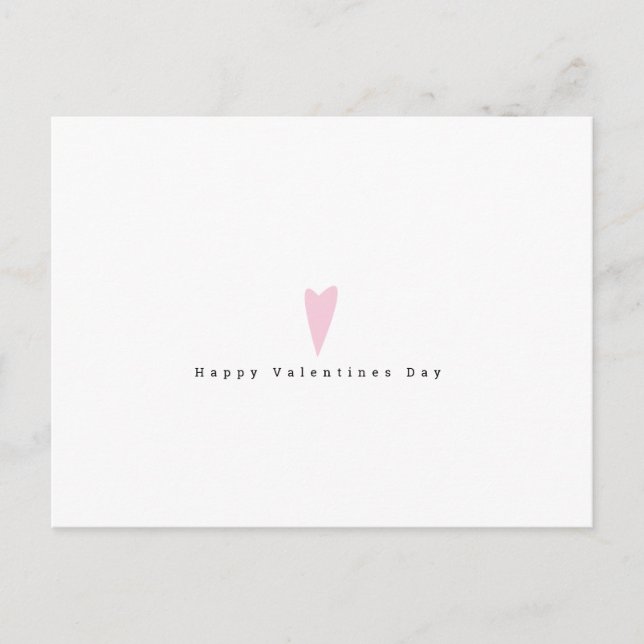Minimalist Valentines Day Simple Pink Heart Postcard (Front)