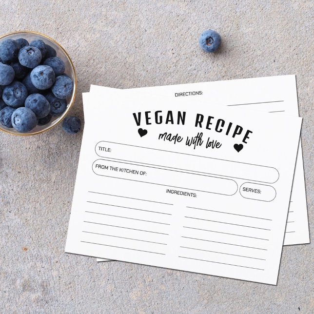 Minimalist Vegan Recipe, Simple Recipe Card (Creator Uploaded)